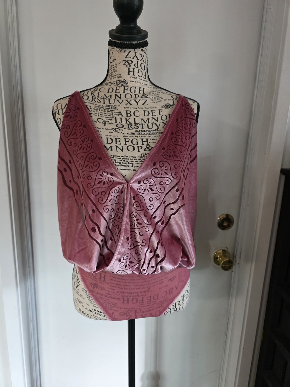 FP Intimataly Dusky Rose Velvet V-Neck  Tank Bodysuit with Cutout Detail